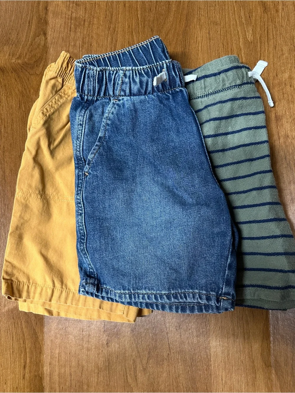 Carter's Three-Pack Kids Shorts - Blue Denim, Mustard, Olive Stripe